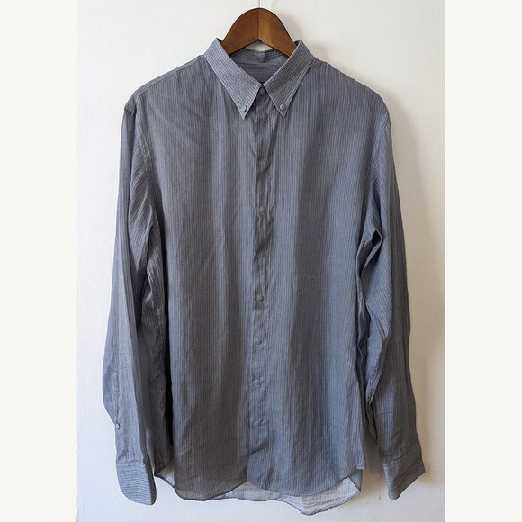 GIORGIO ARMANI - Thin zigzag print snap buttons shirt- Sz 40 (15.75) - Picture 2 of 13